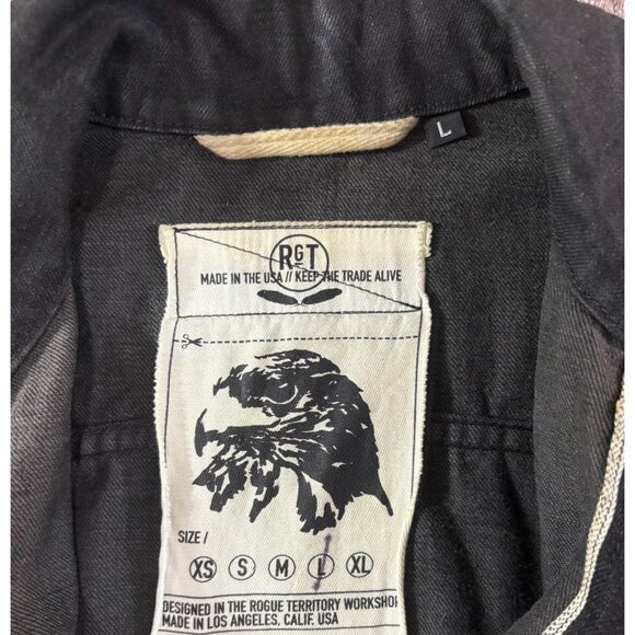 Rogue Territory RGT Nihon Menpu denim Supply Jacket sz L color Black made in USA - Picture 2 of 9